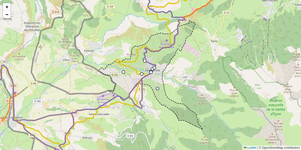 Carte du réseau de transport en commun à Saillagouse - lignes de bus et arrêts