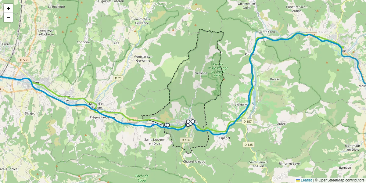 Carte du réseau de transport en commun à Saillans - lignes de bus et arrêts