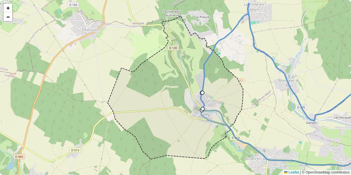 Carte du réseau de transport en commun à Sailly - lignes de bus et arrêts