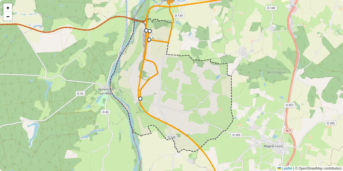 Carte du réseau de transport en commun à Saincaize-Meauce - lignes de bus et arrêts