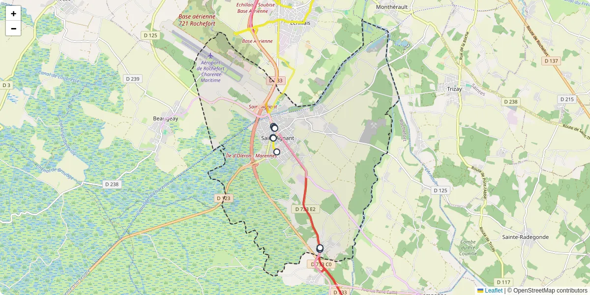 Carte du réseau de transport en commun à Saint-Agnant - lignes de bus et arrêts