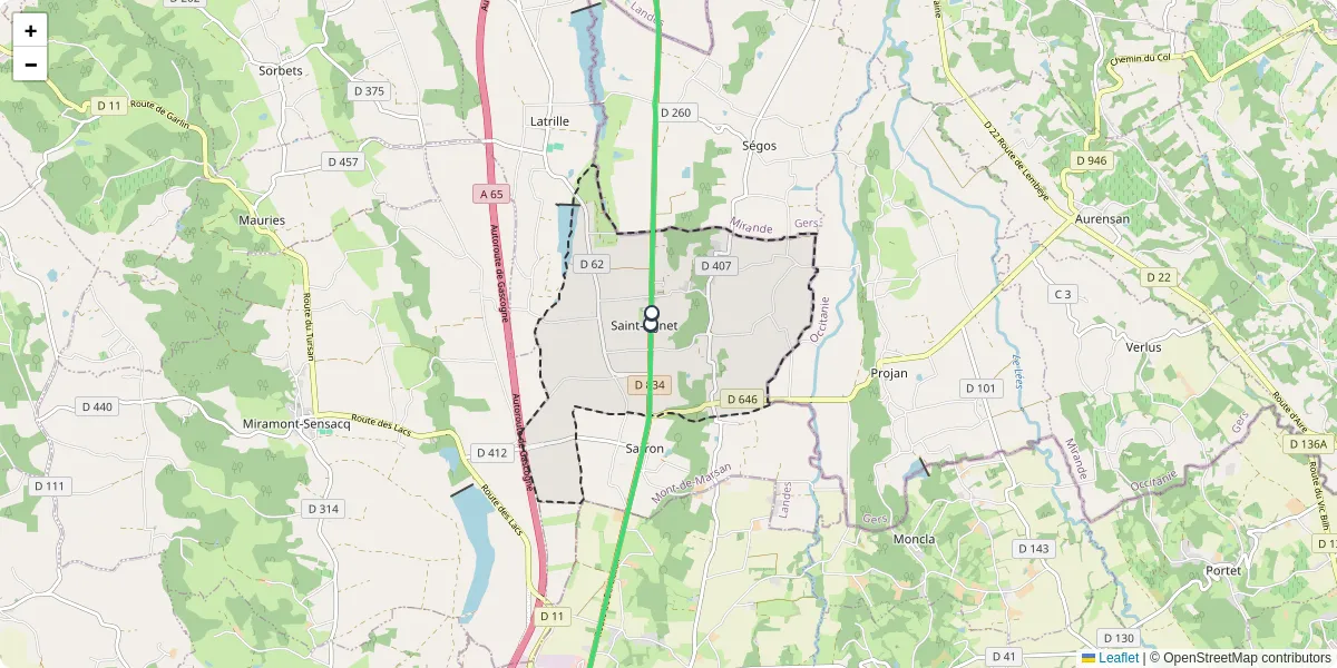 Carte du réseau de transport en commun à Saint-Agnet - lignes de bus et arrêts