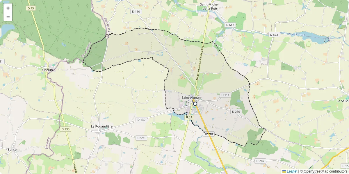 Carte du réseau de transport en commun à Saint-Aignan-sur-Roë - lignes de bus et arrêts
