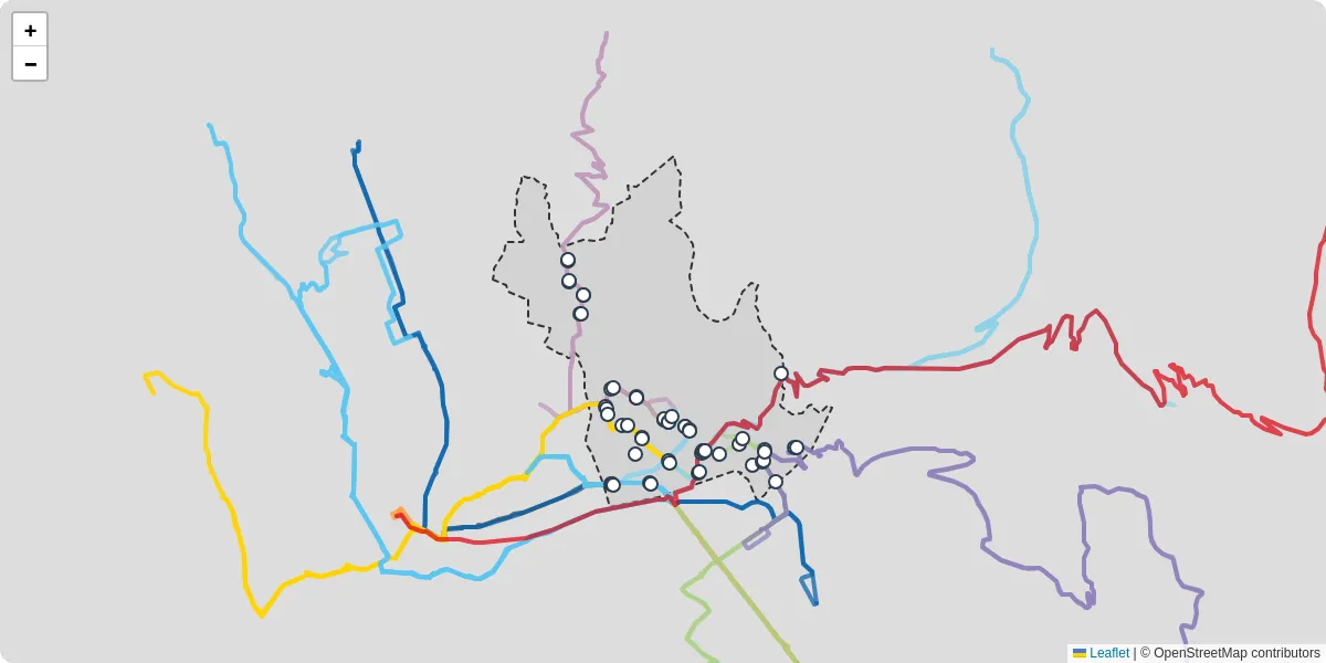 Carte du réseau de transport en commun à Saint-Alban-Leysse - lignes de bus et arrêts