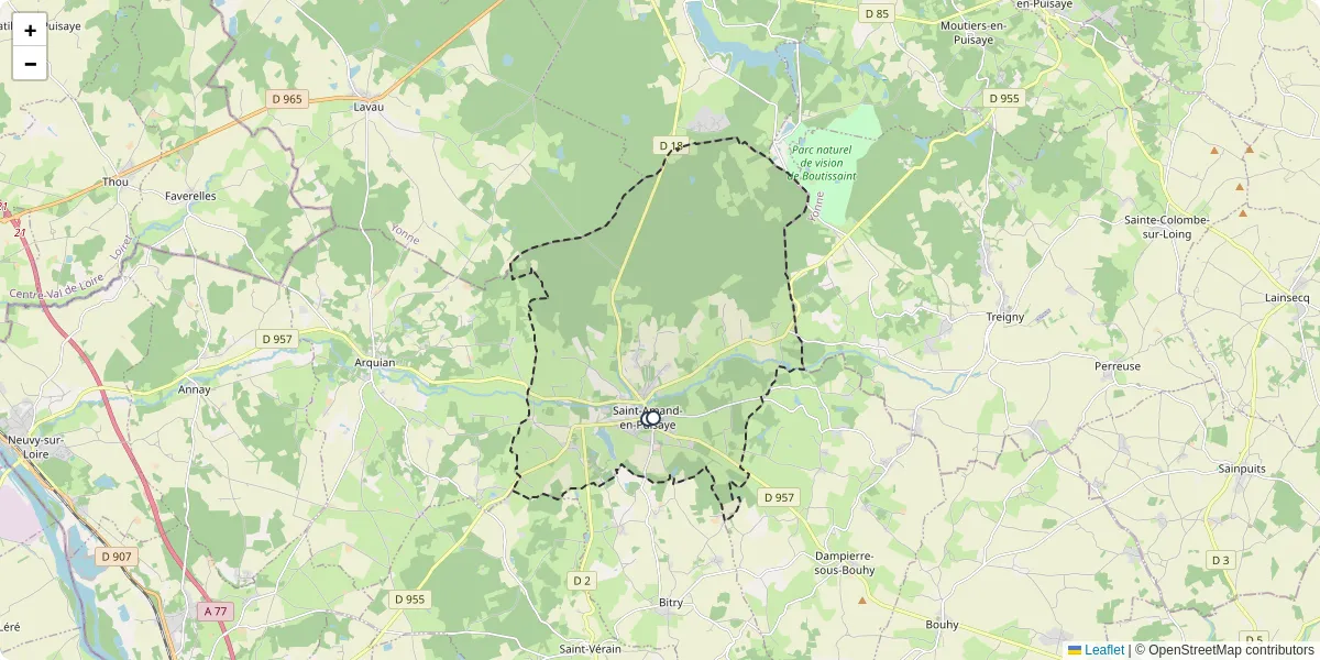Carte du réseau de transport en commun à Saint-Amand-en-Puisaye - lignes de bus et arrêts