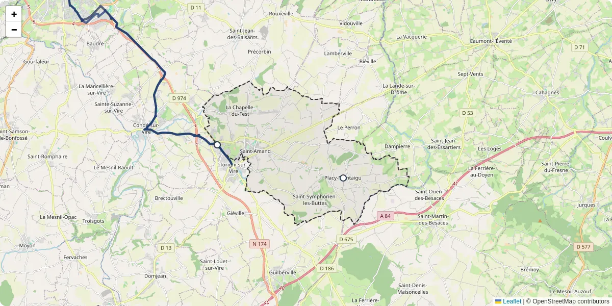 Carte du réseau de transport en commun à Saint-Amand-Villages - lignes de bus et arrêts