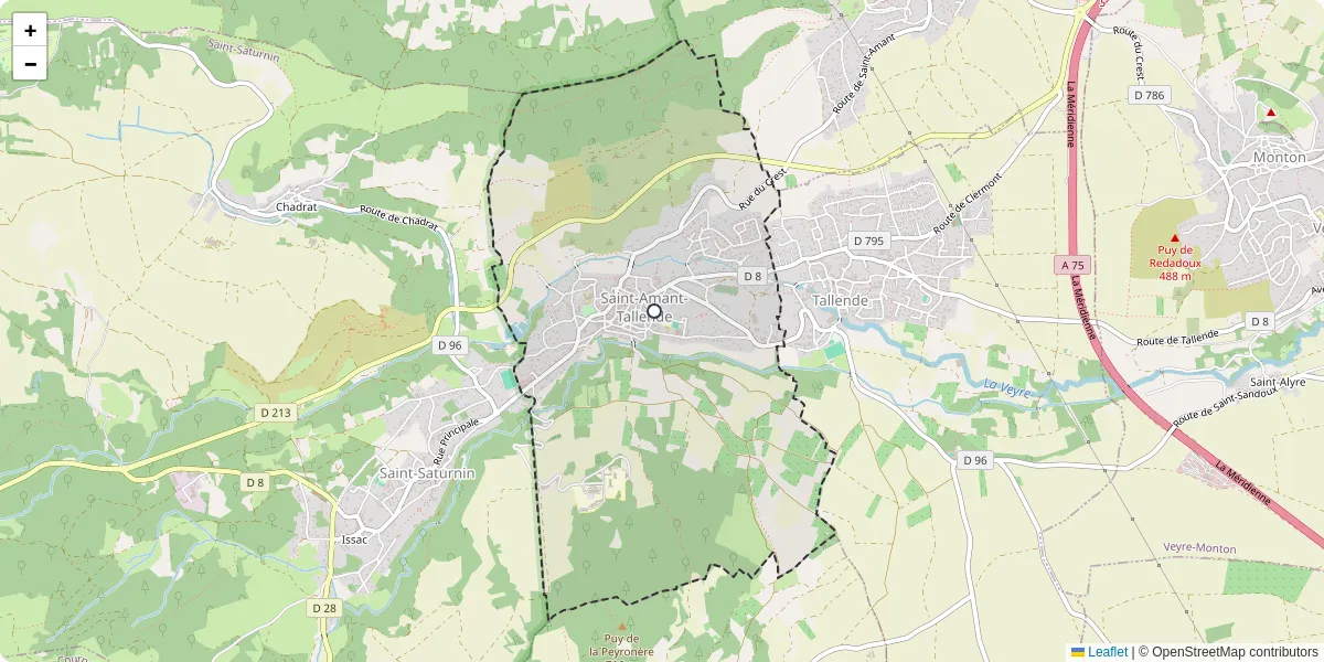 Carte du réseau de transport en commun à Saint-Amant-Tallende - lignes de bus et arrêts
