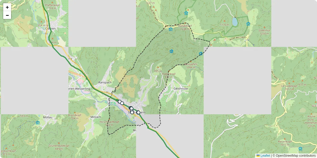 Carte du réseau de transport en commun à Saint-Amarin - lignes de bus et arrêts