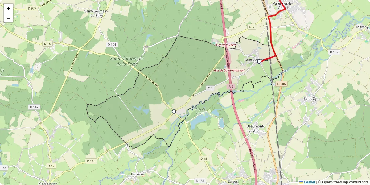 Carte du réseau de transport en commun à Saint-Ambreuil - lignes de bus et arrêts