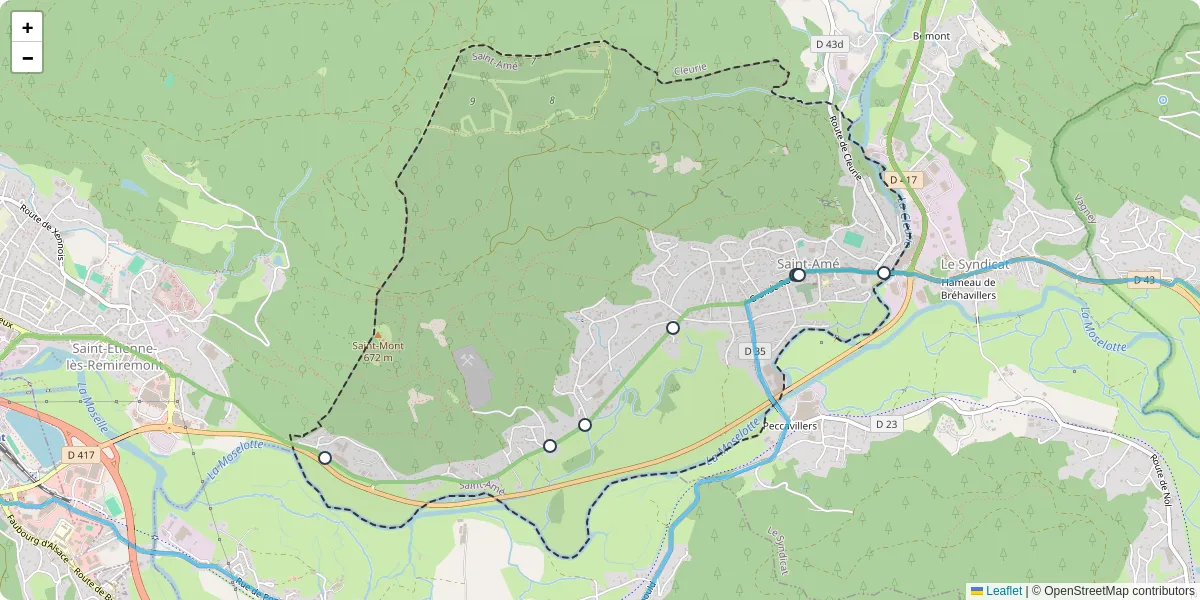Carte du réseau de transport en commun à Saint-Amé - lignes de bus et arrêts