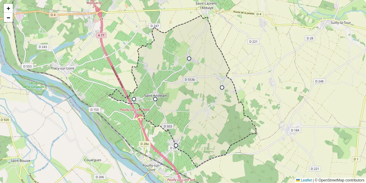Carte du réseau de transport en commun à Saint-Andelain - lignes de bus et arrêts