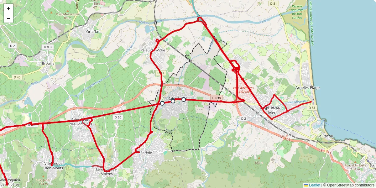 Carte du réseau de transport en commun à Saint-André - lignes de bus et arrêts