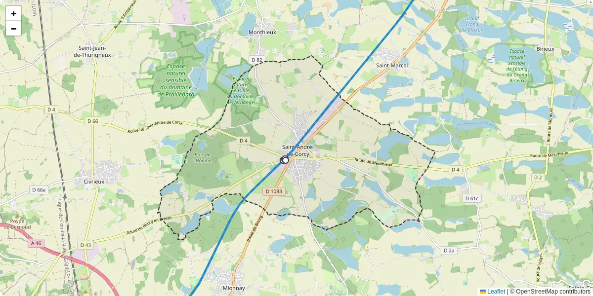 Carte du réseau de transport en commun à Saint-André-de-Corcy - lignes de bus et arrêts