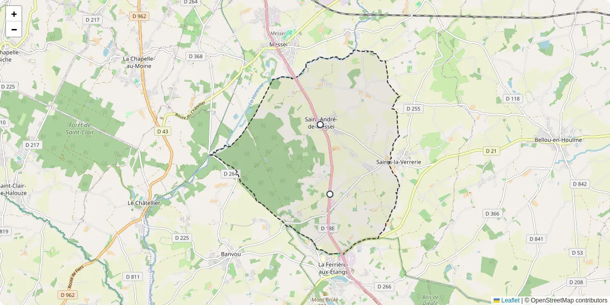 Carte du réseau de transport en commun à Saint-André-de-Messei - lignes de bus et arrêts