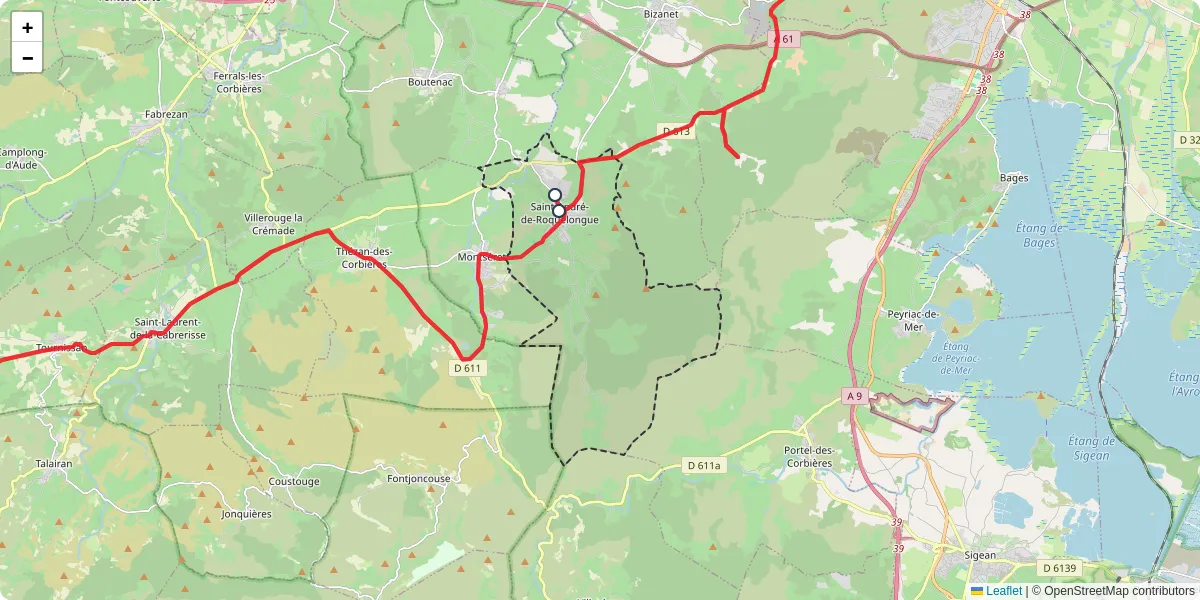 Carte du réseau de transport en commun à Saint-André-de-Roquelongue - lignes de bus et arrêts