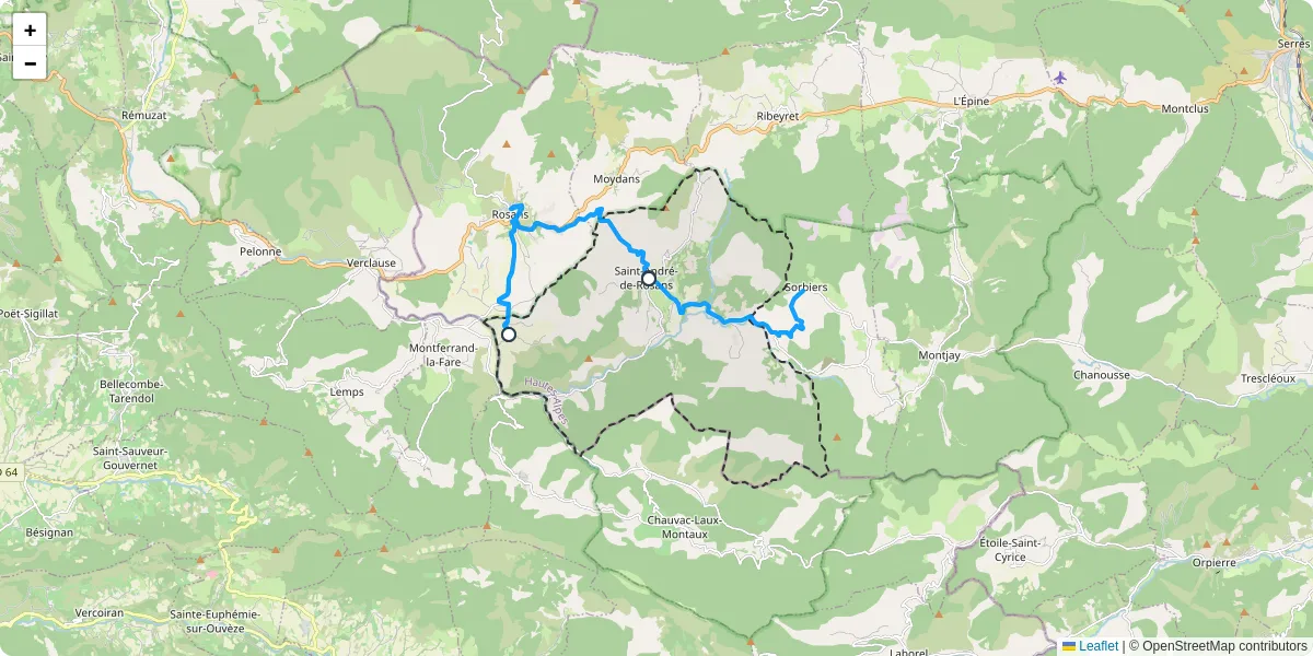 Carte du réseau de transport en commun à Saint-André-de-Rosans - lignes de bus et arrêts