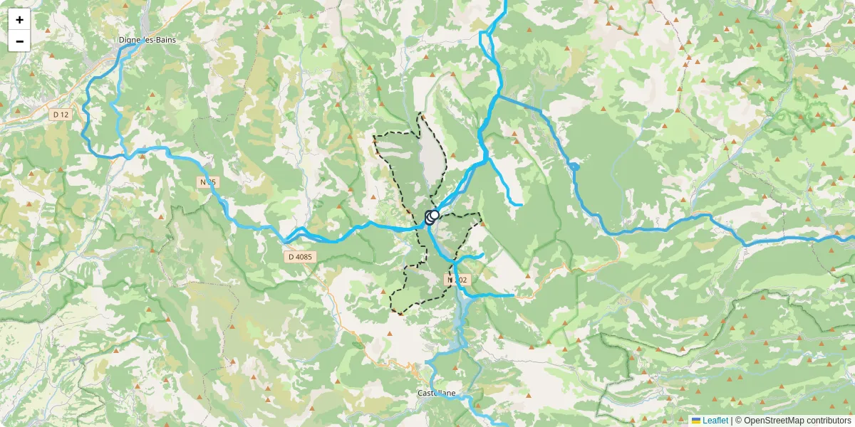 Carte du réseau de transport en commun à Saint-André-les-Alpes - lignes de bus et arrêts