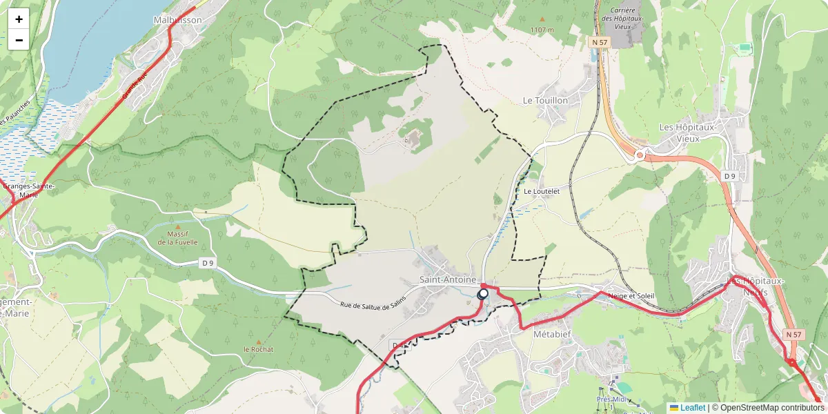 Carte du réseau de transport en commun à Saint-Antoine - lignes de bus et arrêts