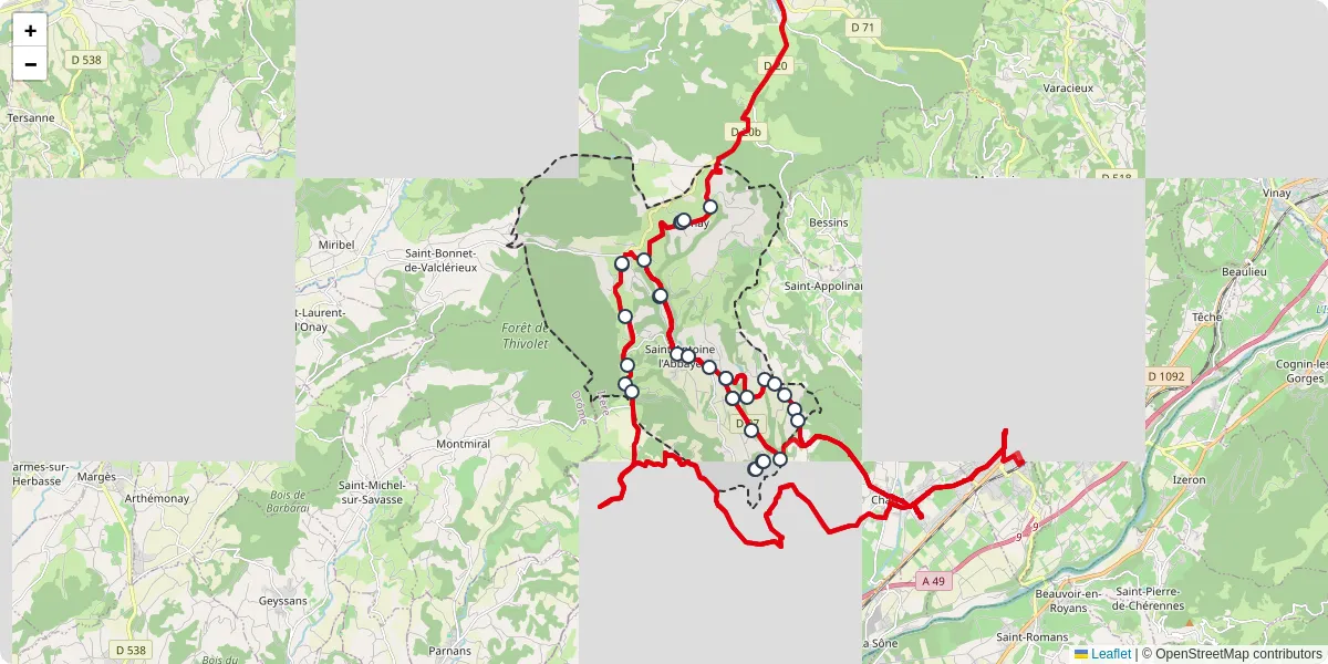 Carte du réseau de transport en commun à Saint-Antoine l'Abbaye - lignes de bus et arrêts