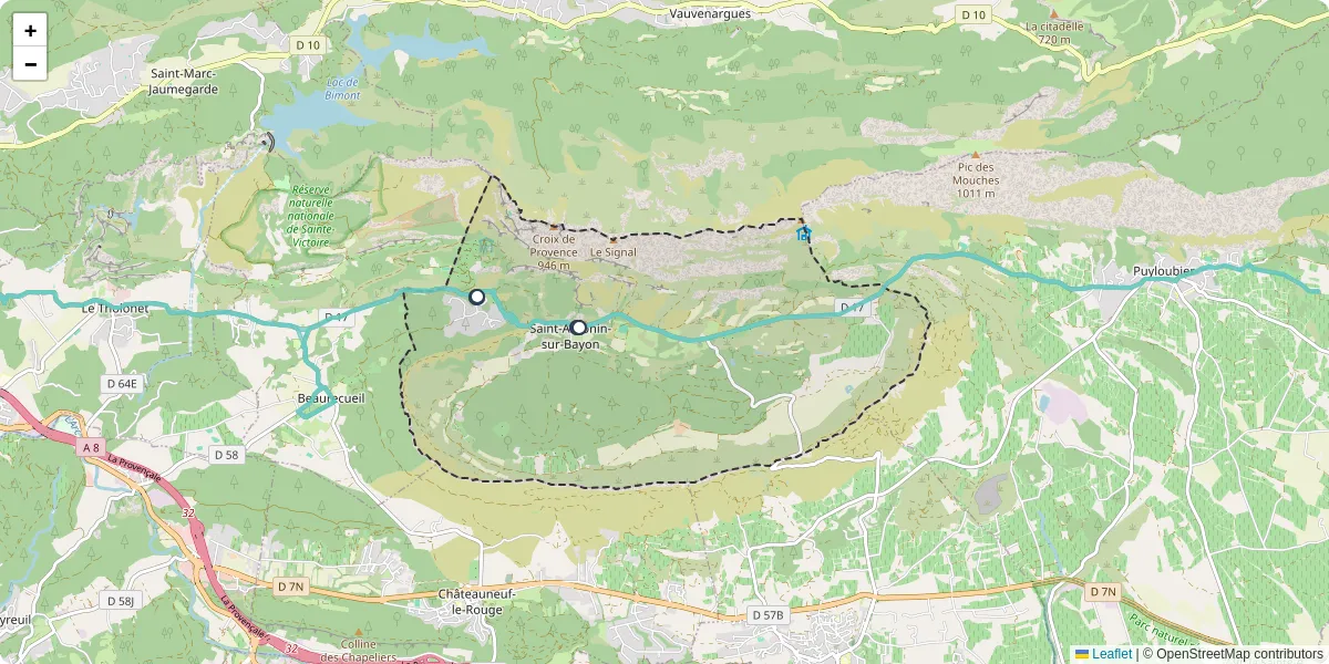 Carte du réseau de transport en commun à Saint-Antonin-sur-Bayon - lignes de bus et arrêts