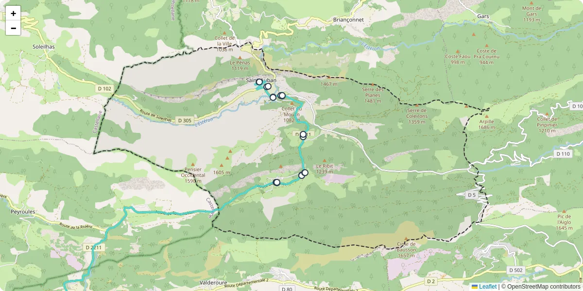 Carte du réseau de transport en commun à Saint-Auban - lignes de bus et arrêts