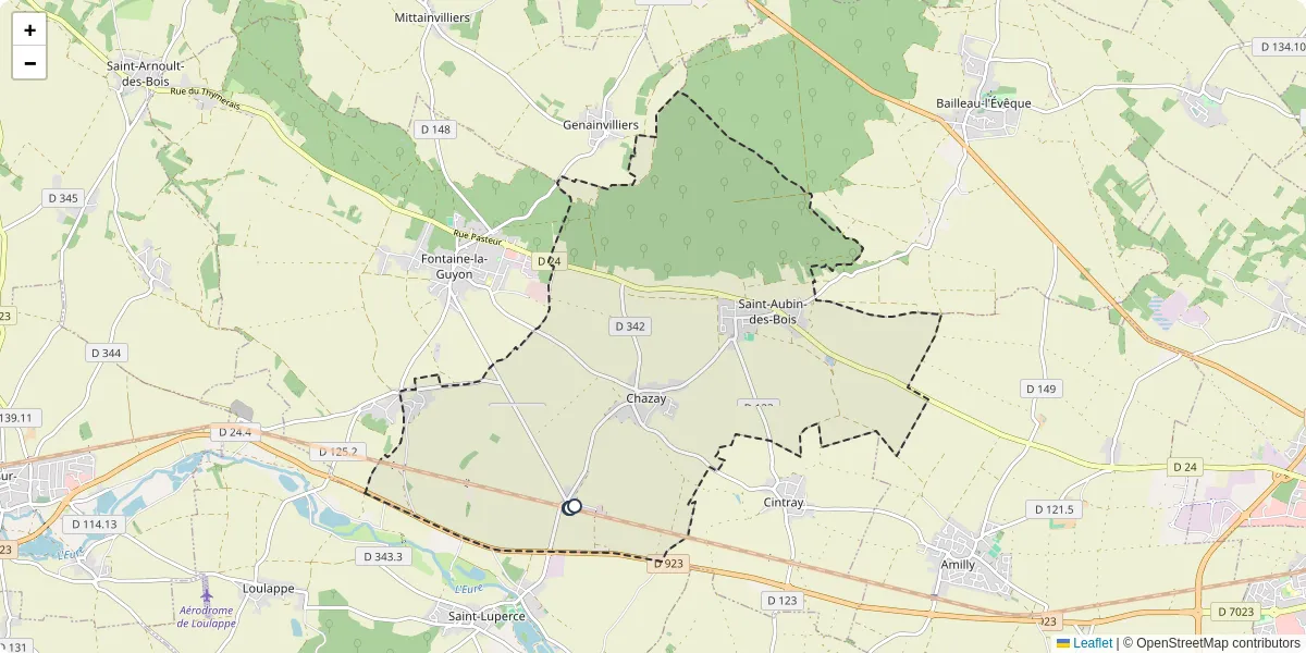 Carte du réseau de transport en commun à Saint-Aubin-des-Bois - lignes de bus et arrêts