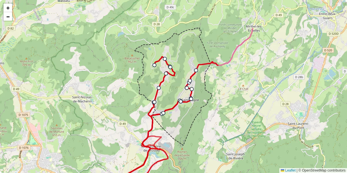 Carte du réseau de transport en commun à Saint-Aupre - lignes de bus et arrêts