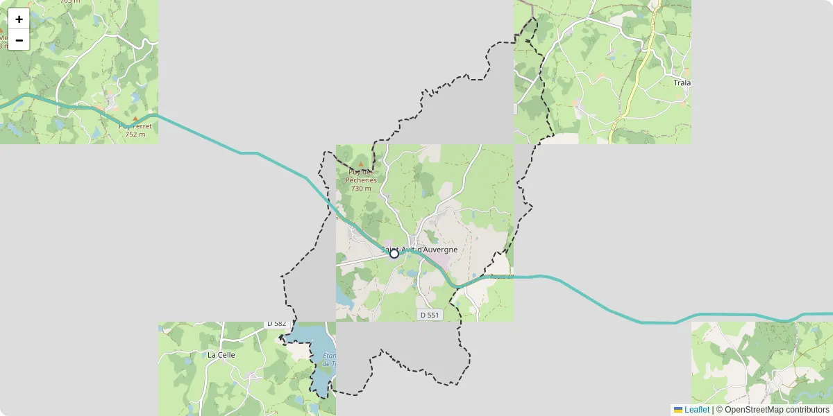 Carte du réseau de transport en commun à Saint-Avit-d'Auvergne - lignes de bus et arrêts