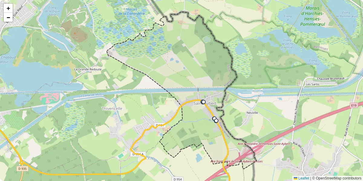 Carte du réseau de transport en commun à Saint-Aybert - lignes de bus et arrêts