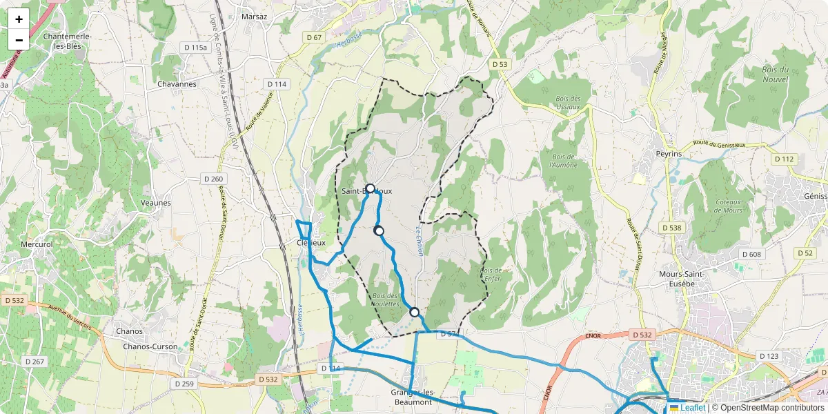 Carte du réseau de transport en commun à Saint-Bardoux - lignes de bus et arrêts