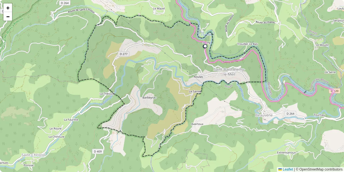 Carte du réseau de transport en commun à Saint-Barthélemy-le-Meil - lignes de bus et arrêts