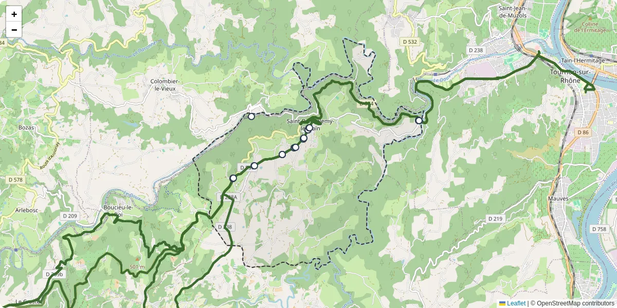 Carte du réseau de transport en commun à Saint-Barthélemy-le-Plain - lignes de bus et arrêts