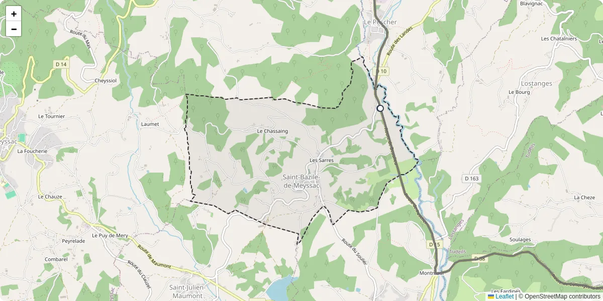 Carte du réseau de transport en commun à Saint-Bazile-de-Meyssac - lignes de bus et arrêts