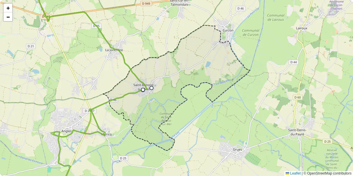 Carte du réseau de transport en commun à Saint-Benoist-sur-Mer - lignes de bus et arrêts