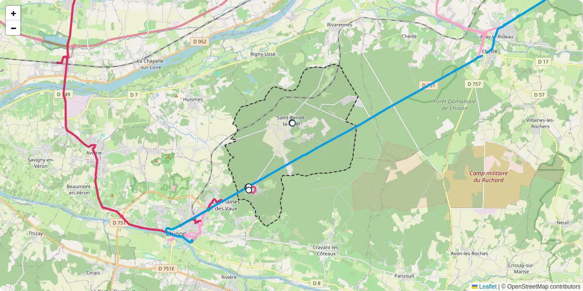 Carte du réseau de transport en commun à Saint-Benoît-la-Forêt - lignes de bus et arrêts