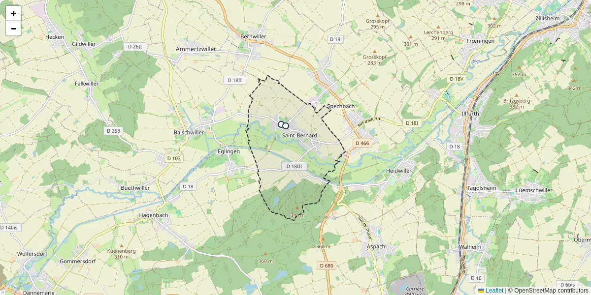 Carte du réseau de transport en commun à Saint-Bernard - lignes de bus et arrêts