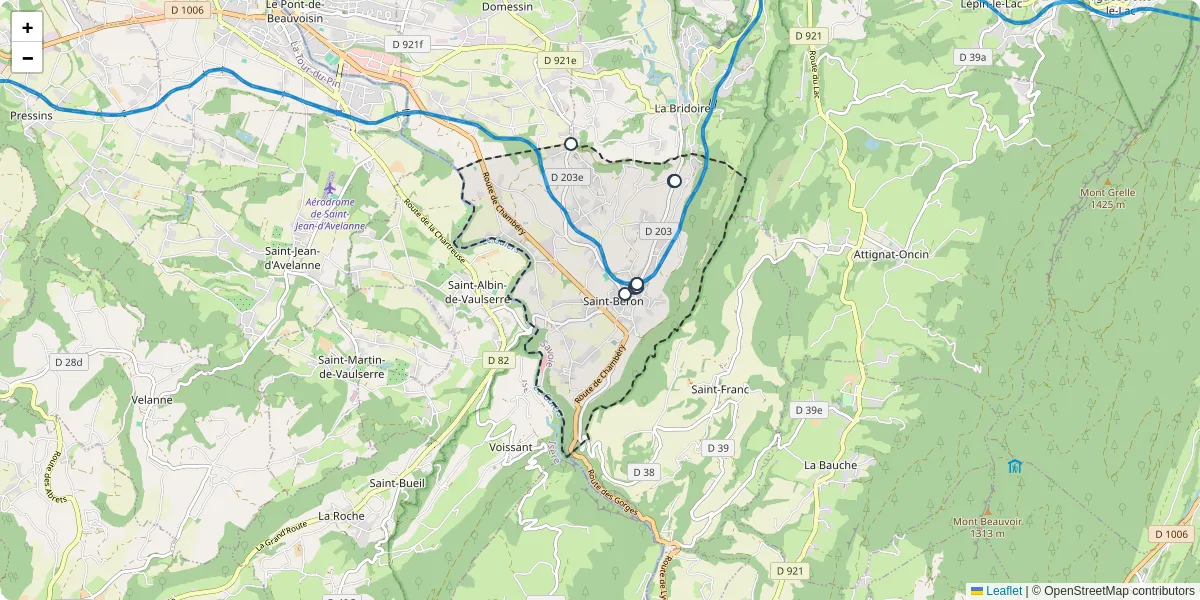 Carte du réseau de transport en commun à Saint-Béron - lignes de bus et arrêts