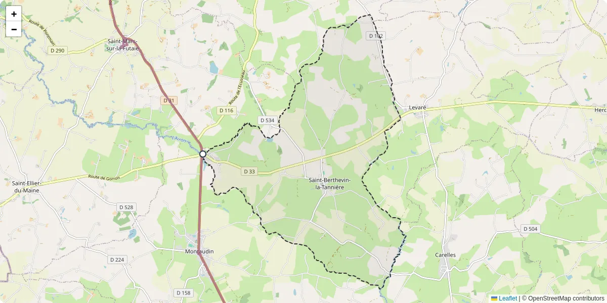Carte du réseau de transport en commun à Saint-Berthevin-la-Tannière - lignes de bus et arrêts