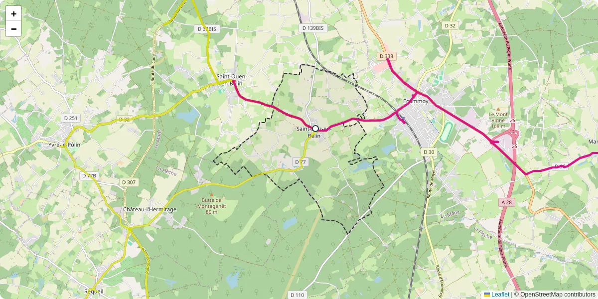 Carte du réseau de transport en commun à Saint-Biez-en-Belin - lignes de bus et arrêts