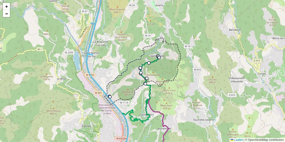 Carte du réseau de transport en commun à Saint-Blaise - lignes de bus et arrêts