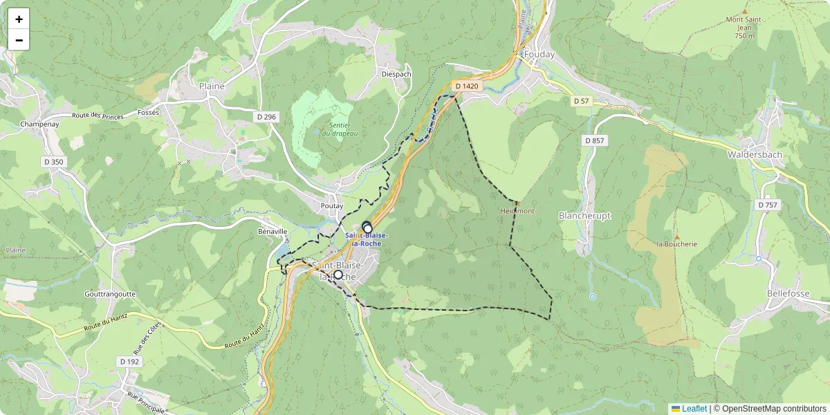 Carte du réseau de transport en commun à Saint-Blaise-la-Roche - lignes de bus et arrêts