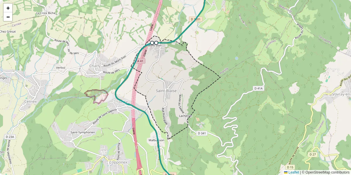 Carte du réseau de transport en commun à Saint-Blaise - lignes de bus et arrêts