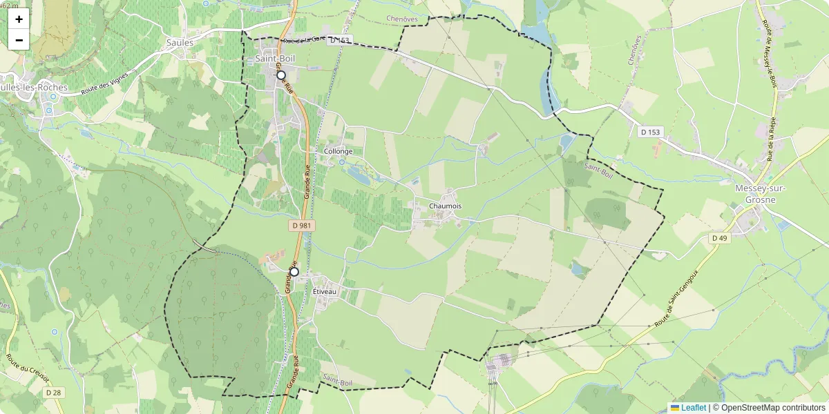 Carte du réseau de transport en commun à Saint-Boil - lignes de bus et arrêts