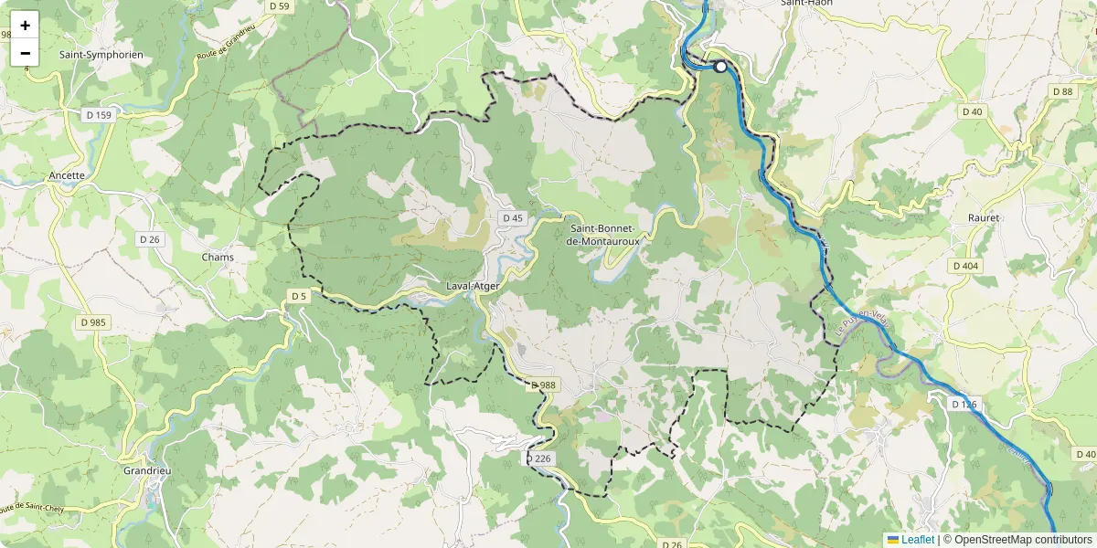 Carte du réseau de transport en commun à Saint Bonnet-Laval - lignes de bus et arrêts