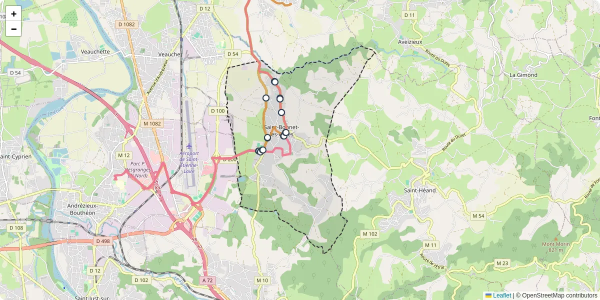 Carte du réseau de transport en commun à Saint-Bonnet-les-Oules - lignes de bus et arrêts
