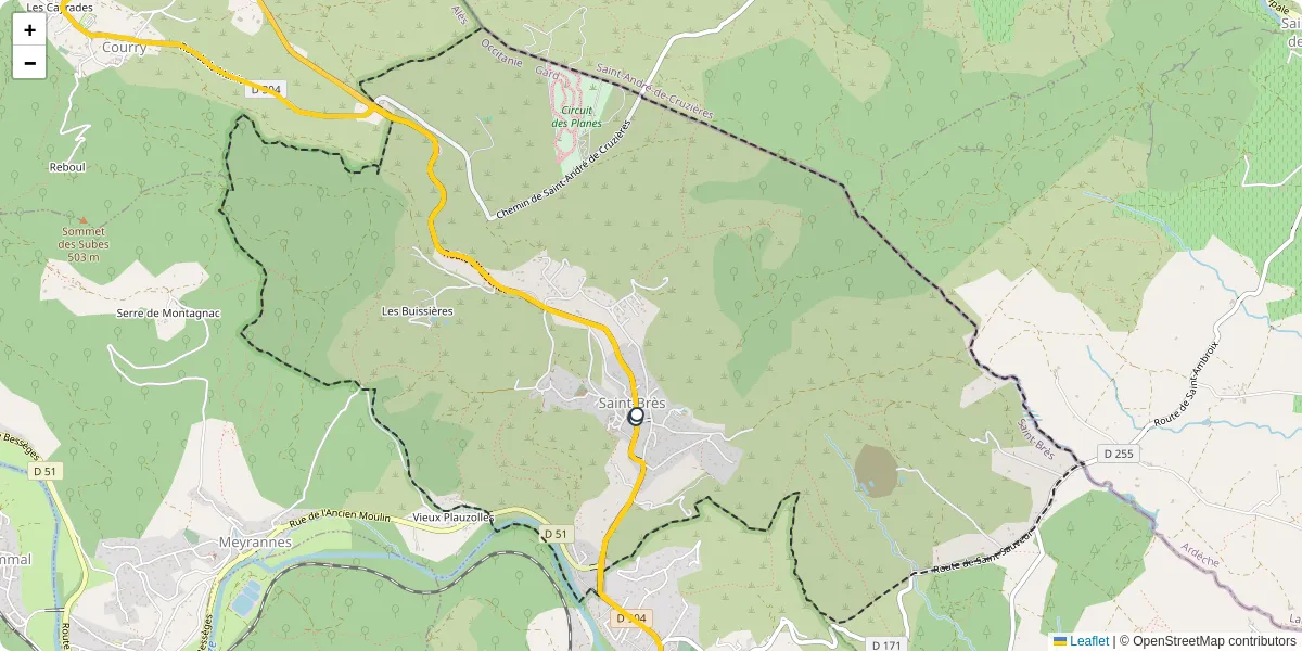 Carte du réseau de transport en commun à Saint-Brès - lignes de bus et arrêts