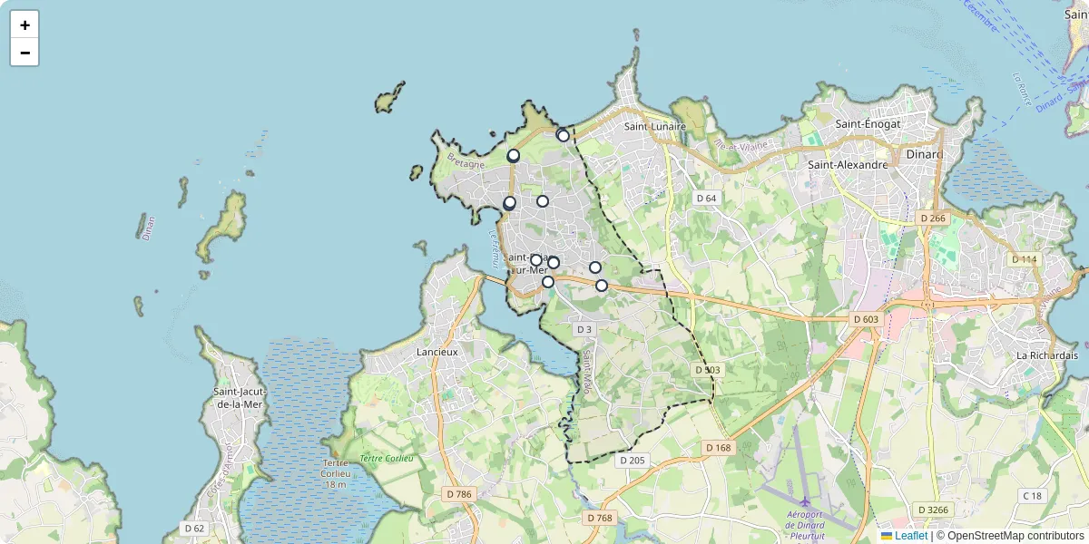 Carte du réseau de transport en commun à Saint-Briac-sur-Mer - lignes de bus et arrêts
