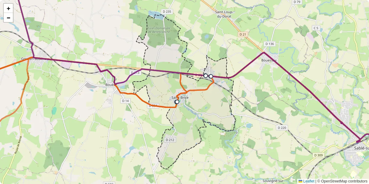 Carte du réseau de transport en commun à Saint-Brice - lignes de bus et arrêts