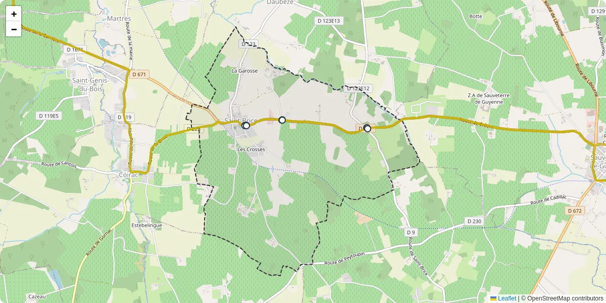 Carte du réseau de transport en commun à Saint-Brice - lignes de bus et arrêts