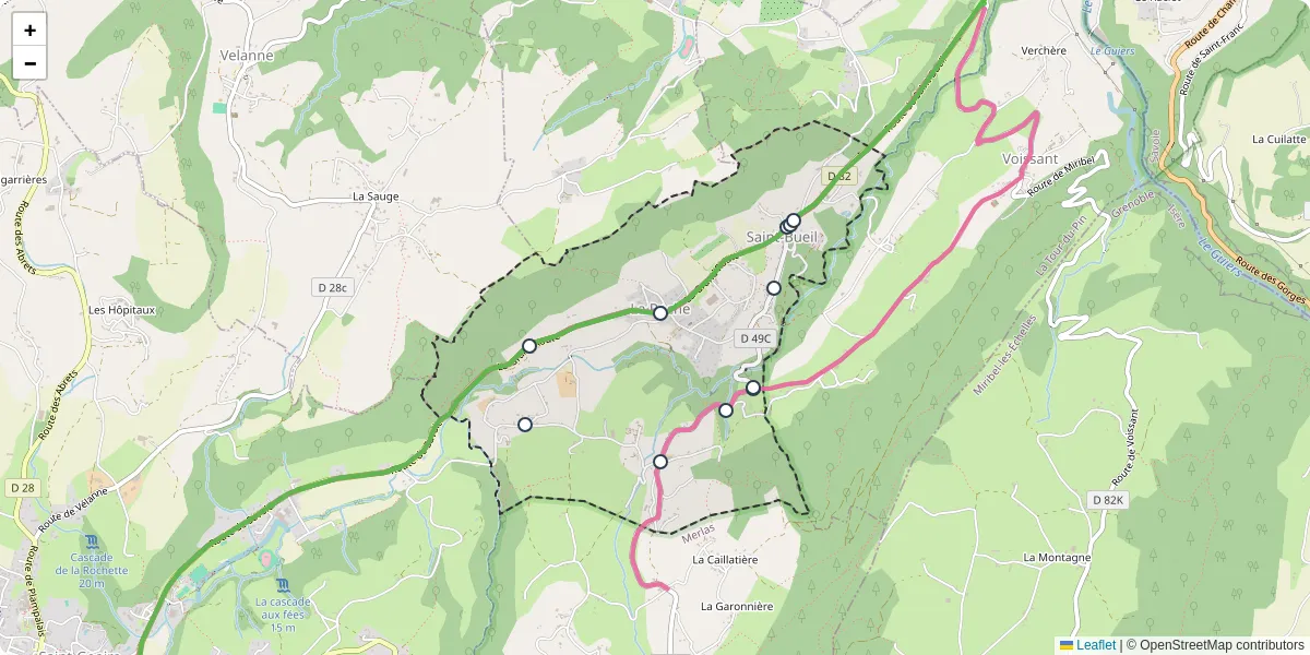 Carte du réseau de transport en commun à Saint-Bueil - lignes de bus et arrêts